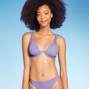 Shade & Shore Knot Detail Underwire Bikini Top - Light Purple | 36C | NWT